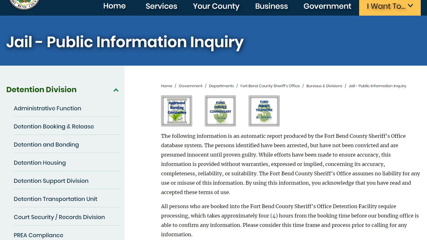 Jail - Public Information Inquiry | Fort Bend County