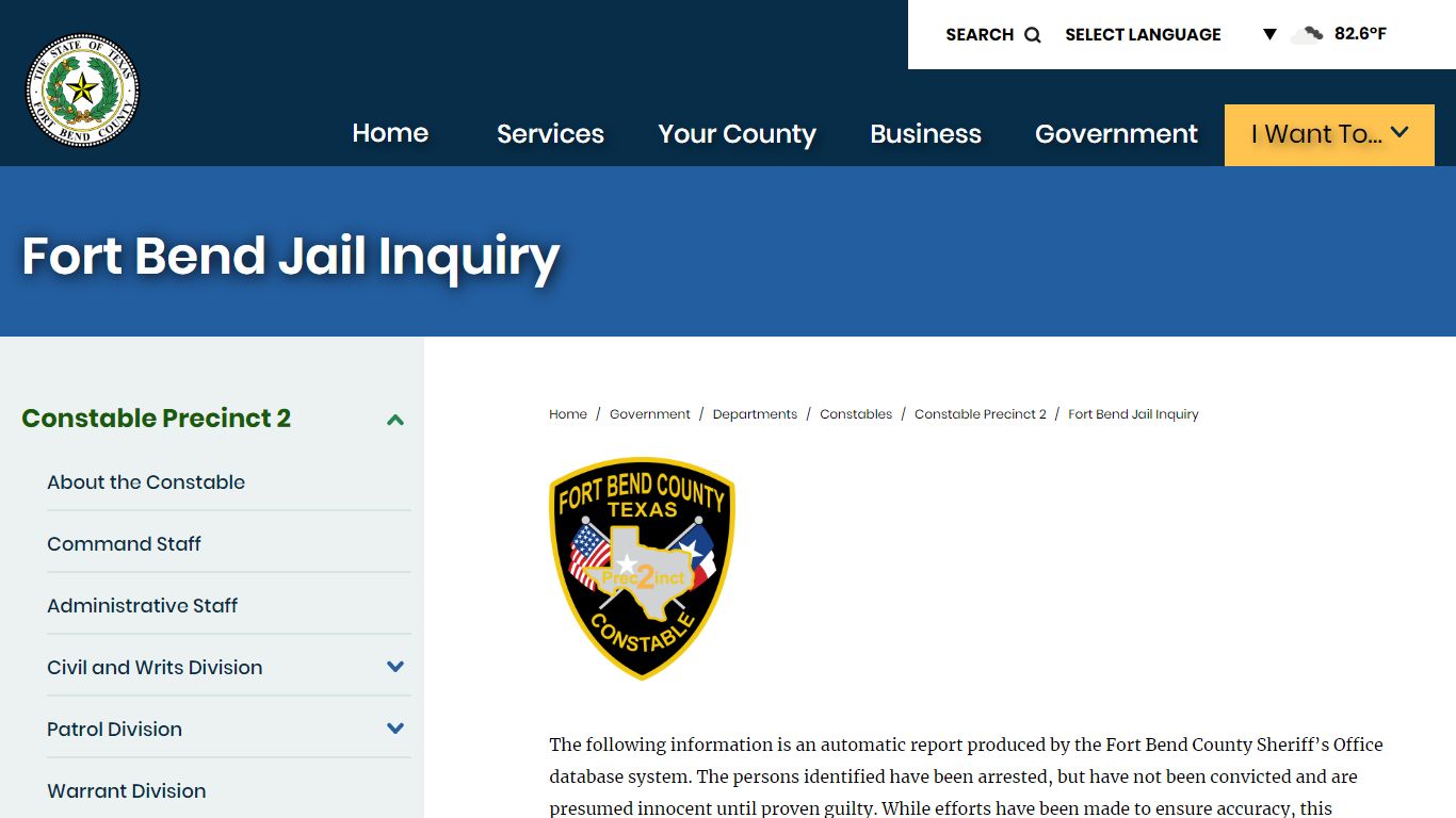 Fort Bend Jail Inquiry | Fort Bend County